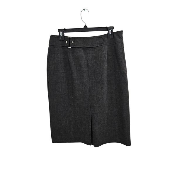 Grey Checkered Belted Midi Skirt Size 8 Medium Below the Knee Office Siren - Picture 2 of 10